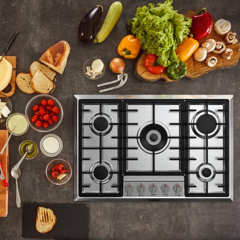 Galanz 30 in Gas Cooktop in Stainless Steel with 5 Defendi Italian Burners including Triple Ring Power and Simmer Burner