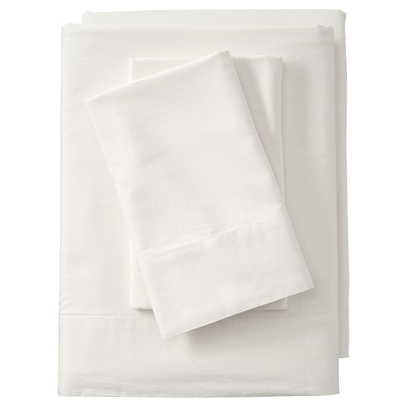 Lands' End Garment Washed Cotton Hemp Blend Sheet Set with Pillowcases