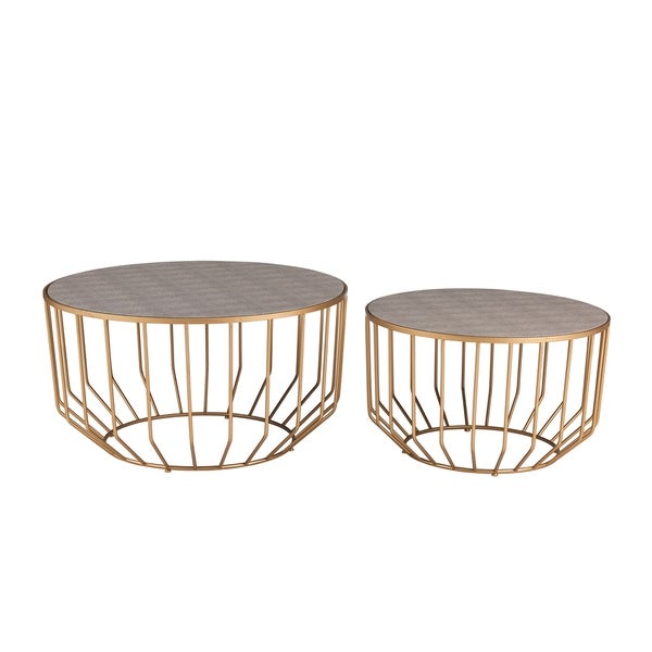 Halton Faux Shagreen Round Coffee Table (Set of 2)