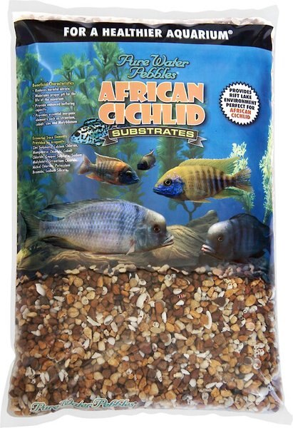 Pure Water Pebbles African Cichlid Aquarium Substrate， Malawi Mix， 20-lb bag