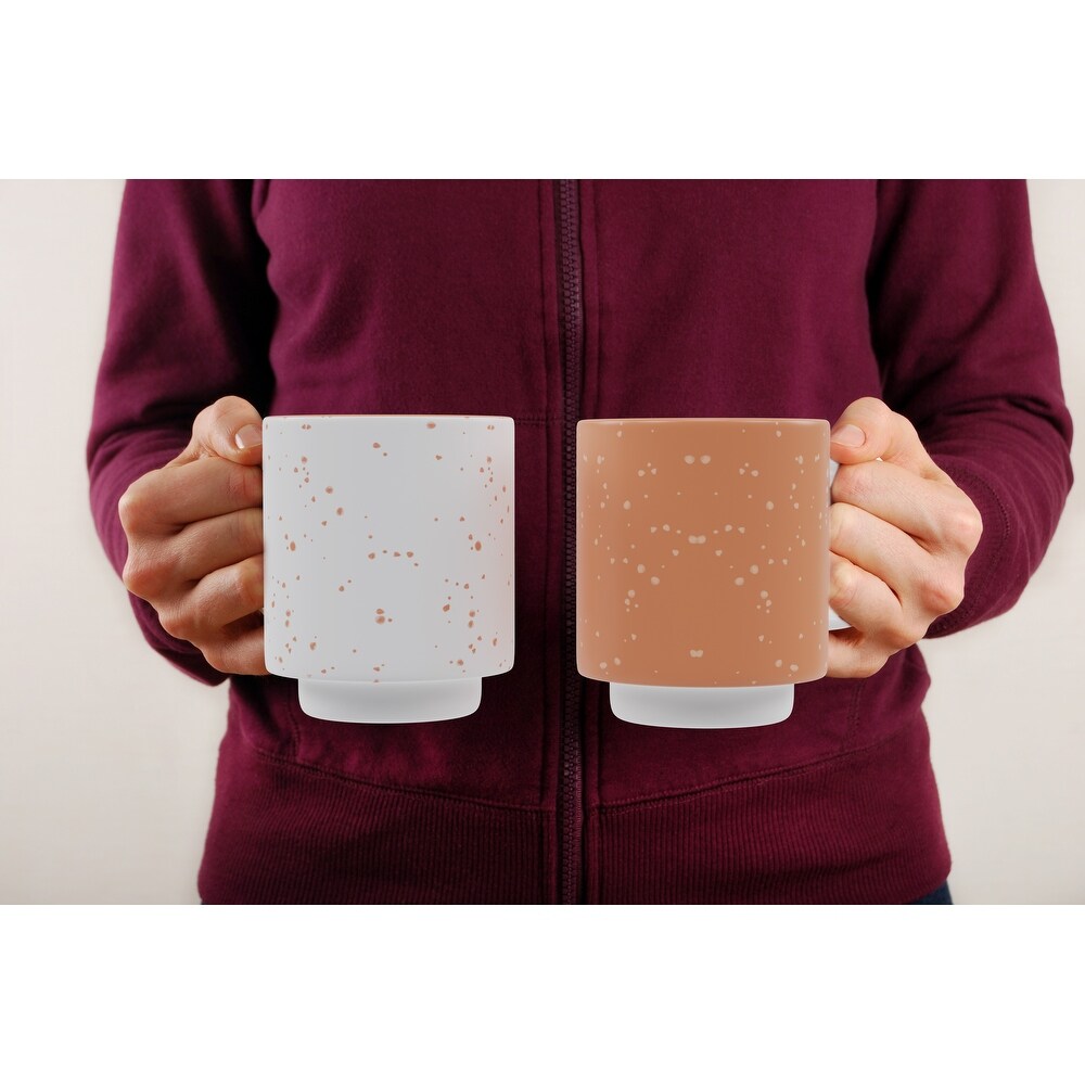 American Atelier Speckled Stackable Mugs Set of 2   14 oz