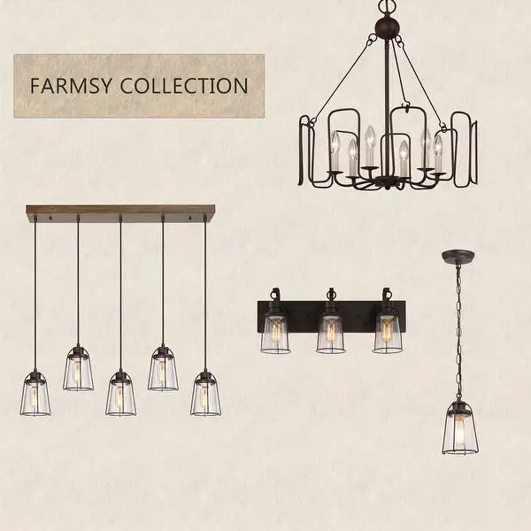 Farmsy Modern Farmhouse 3-Light Linear Glass Bathroom Vanity Lights Industrial Metal Wall Sconces - L22