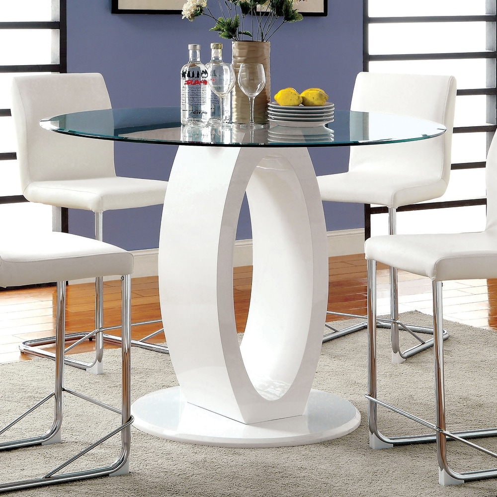 Furniture of America Raji 48 inch High gloss Round Counter Height Table