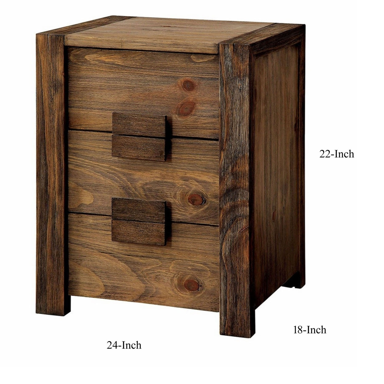 Janeiro Transitional Nightstand, Rustic Natural Tone- Saltoro Sherpi