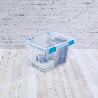 Sterilite 54 Qt. Plastic Stackable Storage Bin with Gasket Latch Lid Clear (4-Pack) 4 x 19344304