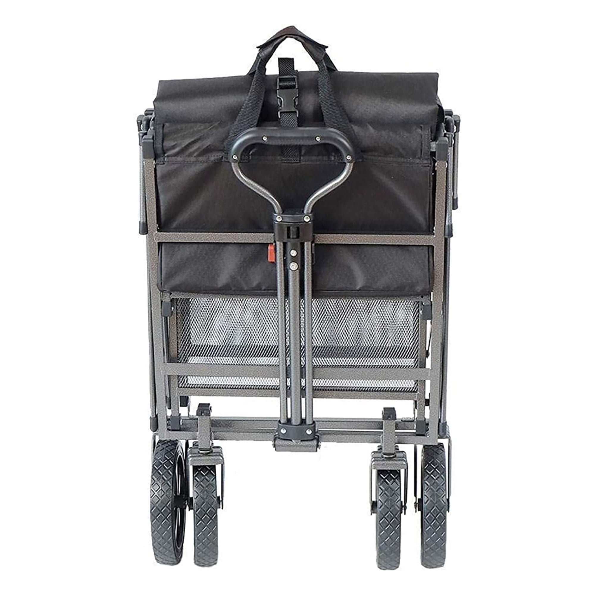 Mac Sports Double Decker Wagon: Black - Collapsible Outdoor Utility Garden Cart， 150 Lb Capacity， 32.5 x 17.5 x 10.5