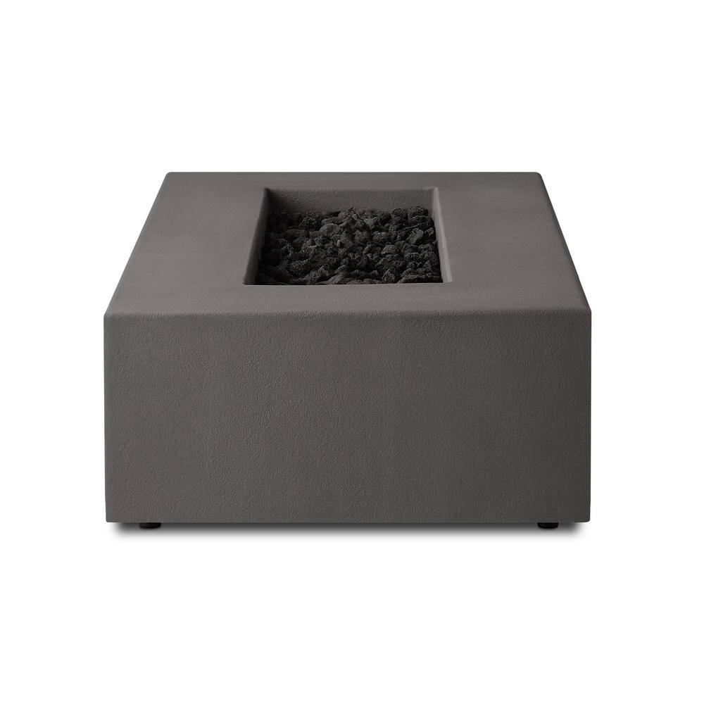 JENSEN CO Matteau Low 60 in. L x 12 in. H Outdoor Rectangular Concrete Composite Natural Gas Fire Table in Carbon with Vinyl Cover 143NG-CBN