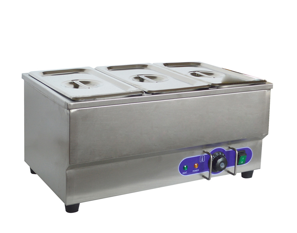 TECHTONGDA Buffet Food Warmer Stainless Steel Bain Marie Buffet Countertop 3 Pan Electric Steam Heater 6