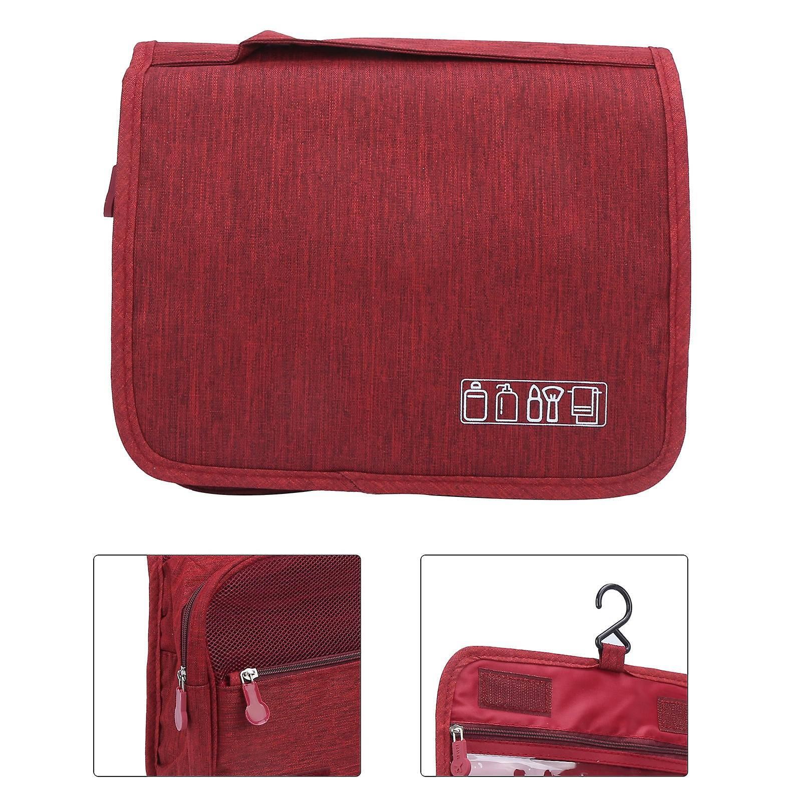 Make Up Bag Largecapacity Travel Pouch Moistureproof Portable Dustproof Storage Handbag(burgundy )