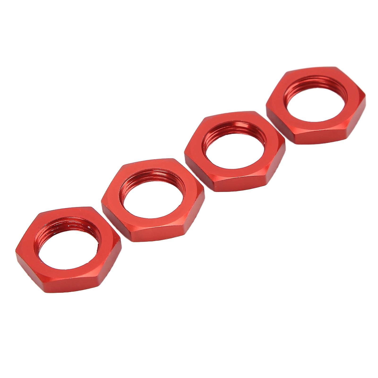 4pcs 17mm Aluminum Alloy Wheel Hex Hub Nut For 1/8 Rc Model Car Upgraded Accessoryred