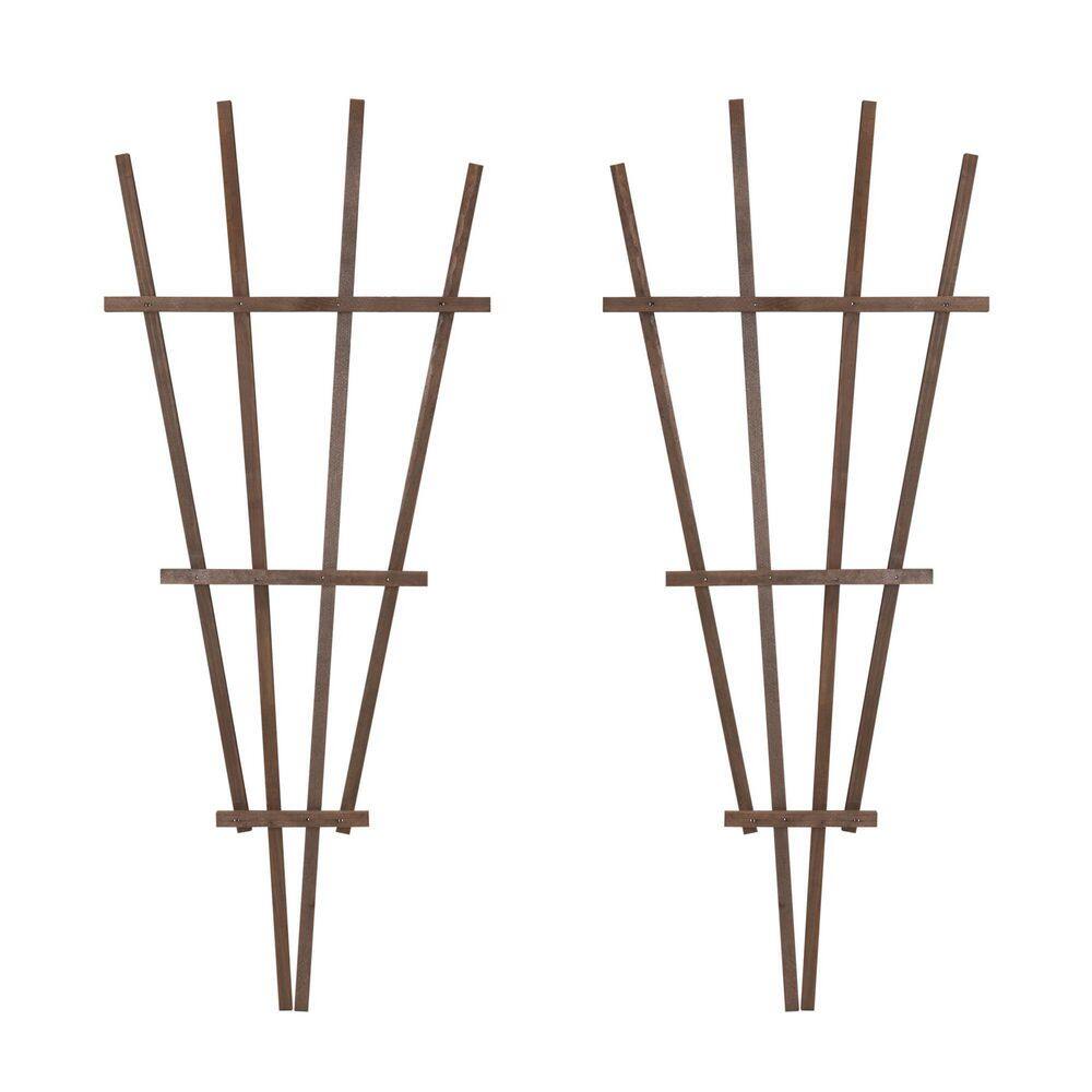 Outdoor Essentials Homestead 48 in. Walnut‐Tone Fan Trellis (2‐Pack) 490385