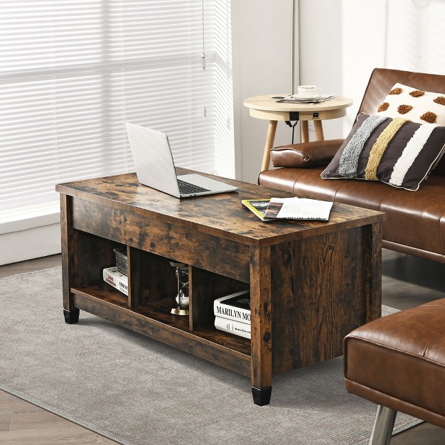 Costway Lift Top Coffee Table W Hidden Compartment And Storage Shelves Coffee