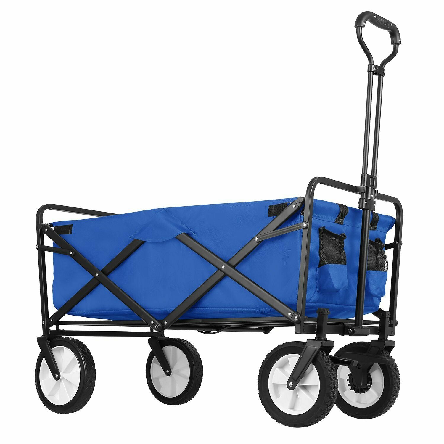 HOMFY Folding Wagon Cart, Utility Outdoor Shopping Trolley Buggy - Blue