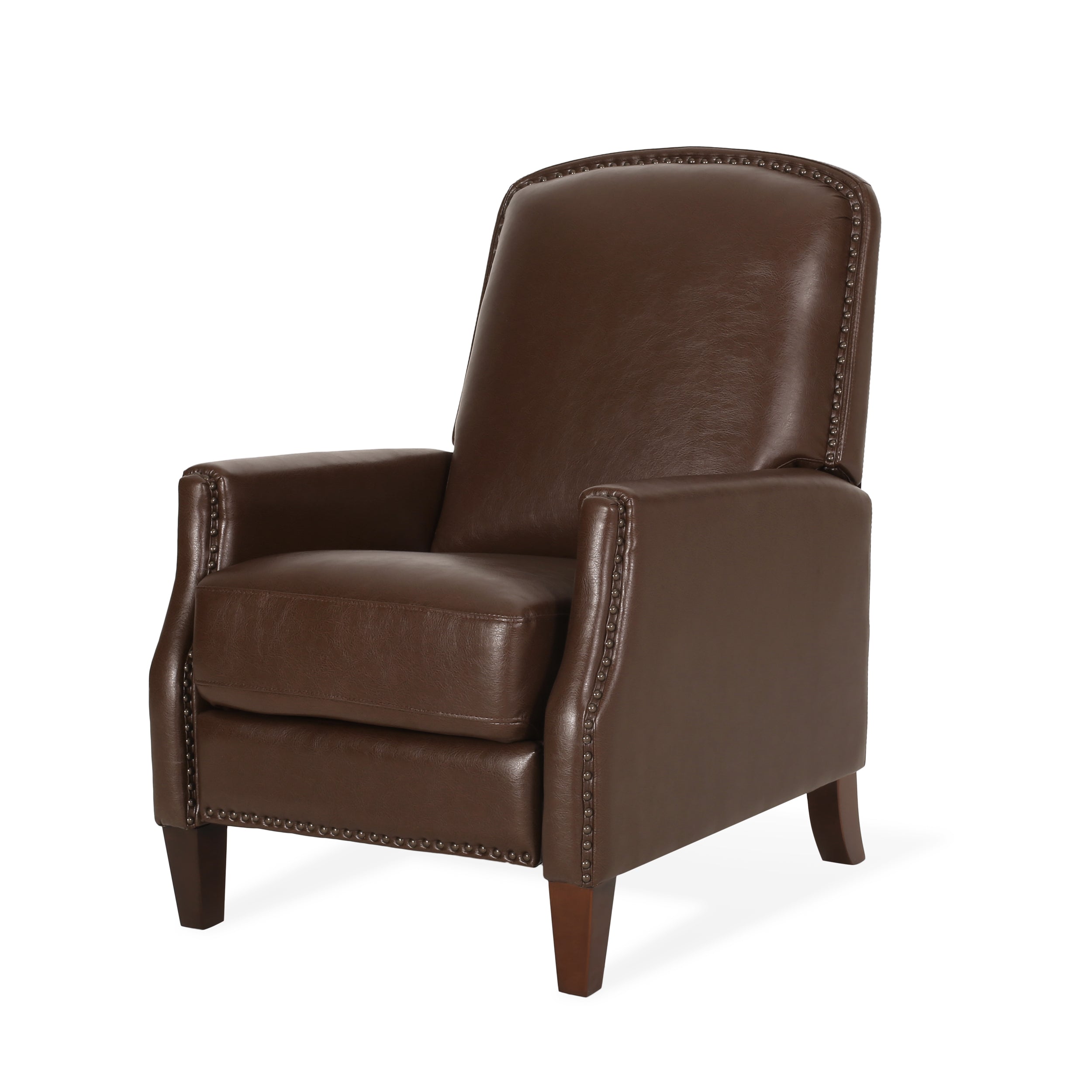 Breu Contemporary Upholstered Pushback Recliner with Nailhead Trim