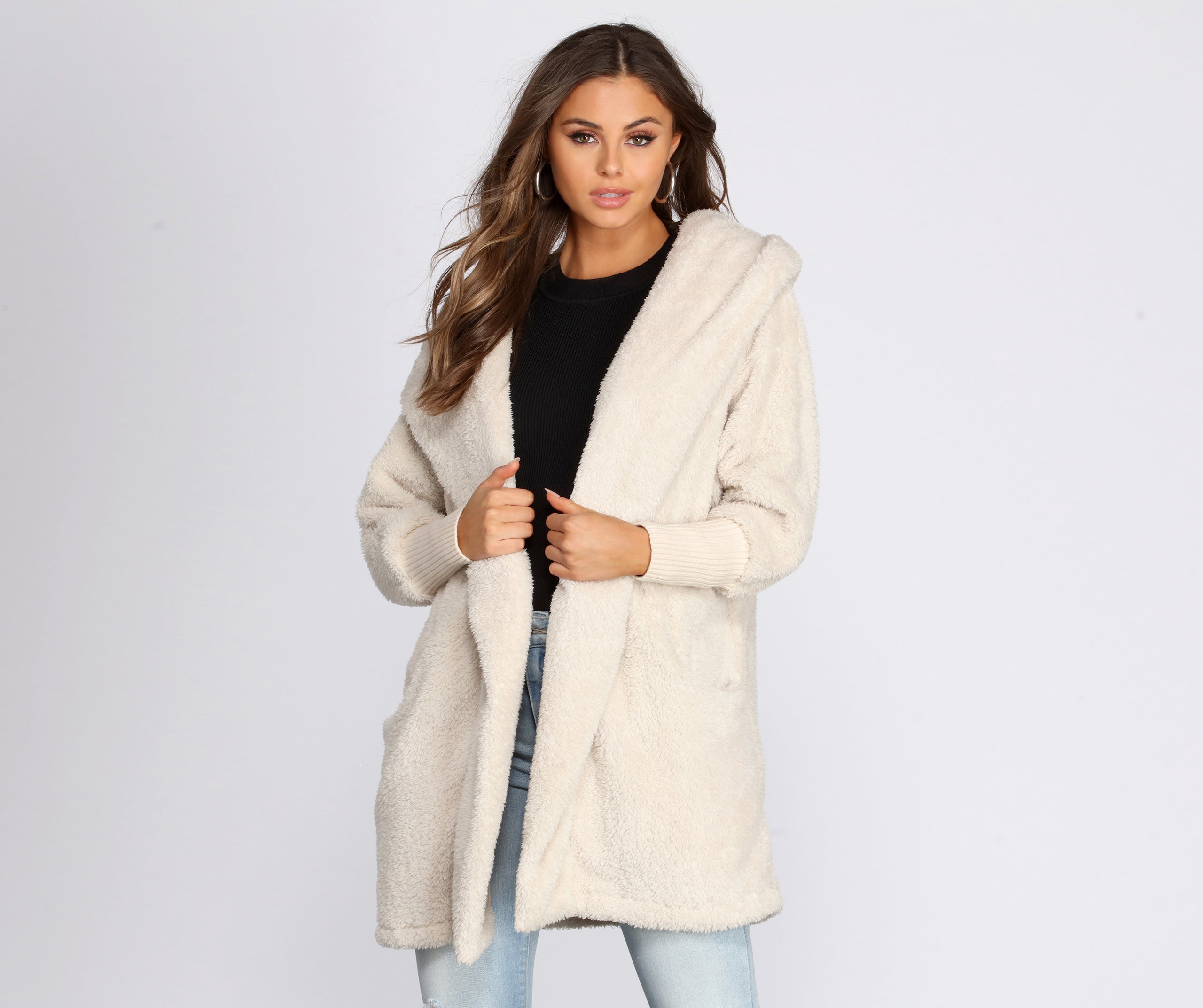 Super Soft Faux Fur Knit Sweater Jacket