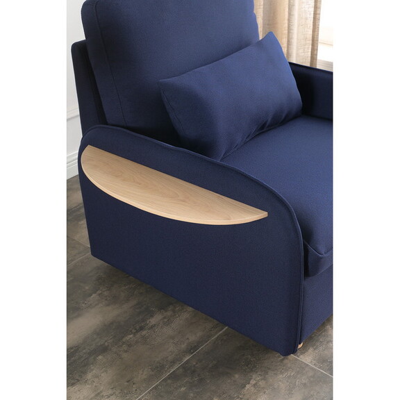 Huckleberry Blue Linen Accent Chair with Storage O...