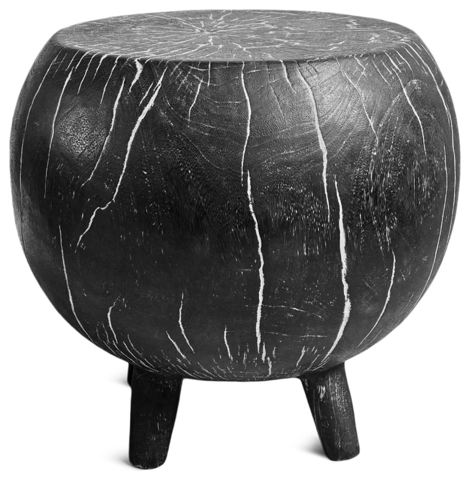 Ebony Washed Kira Stool Table   Rustic   Side Tables And End Tables   by Design Mix Furniture  Houzz