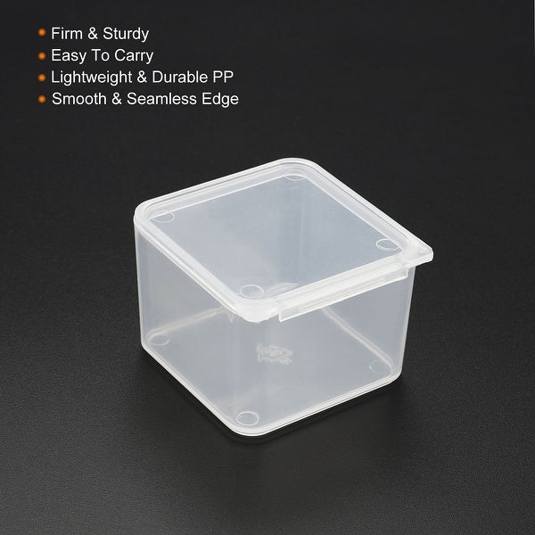 12pcs Clear Storage Container with Hinged Lid 40x28mm Plastic Square Craft Box