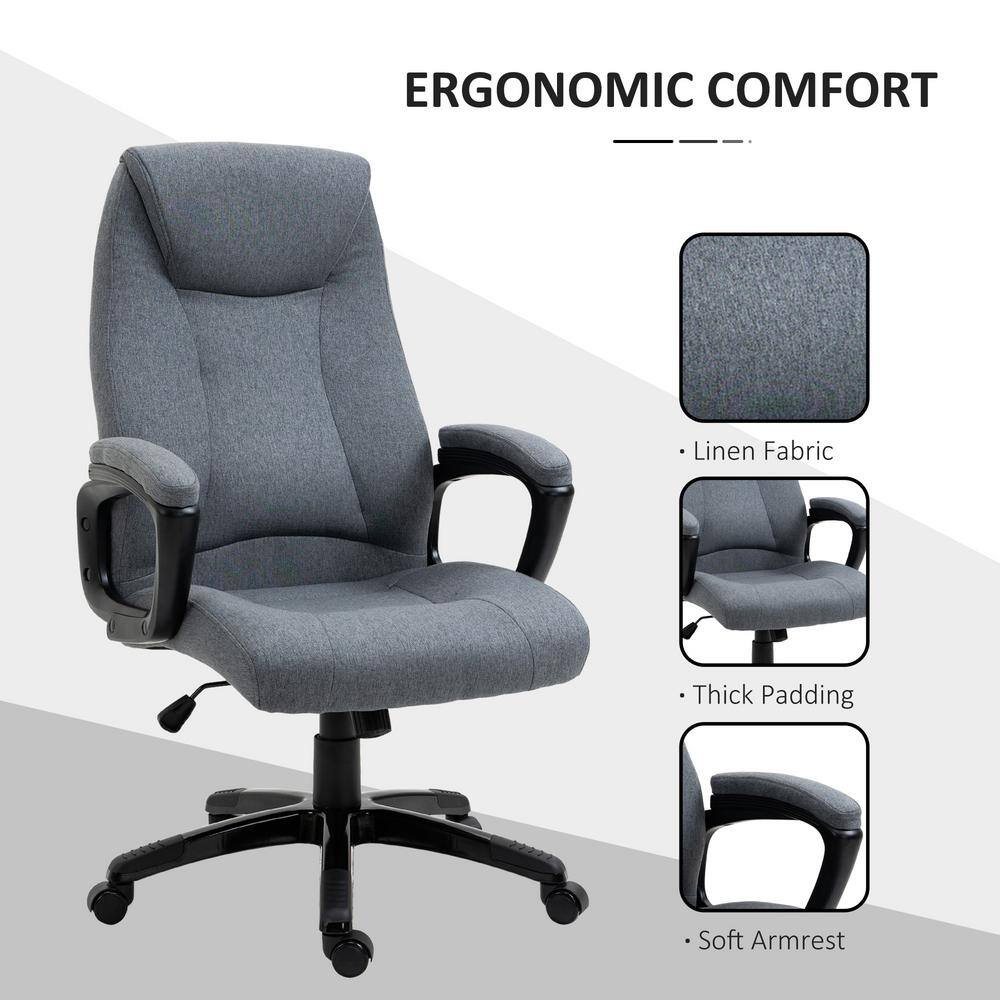 Vinsetto Modern Grey Fabric Computer Chair with Back Support Adjustable Height 921-240