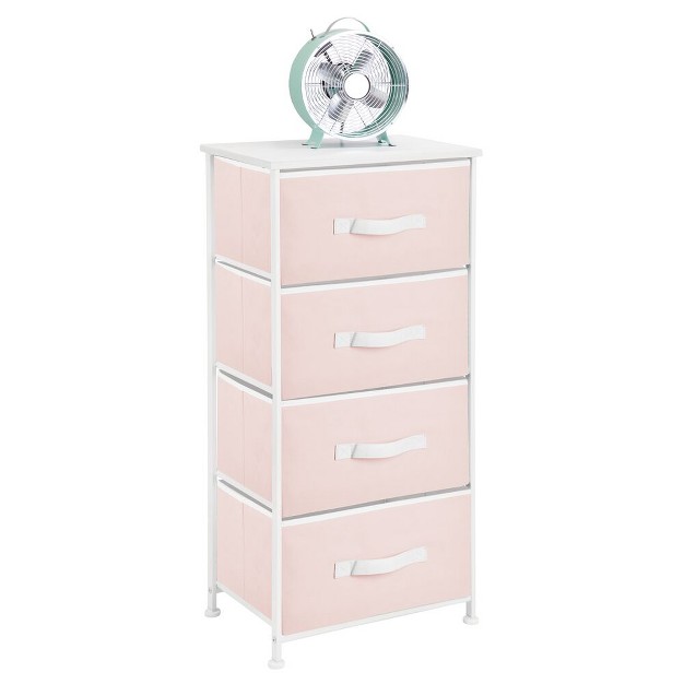 Tall Dresser Storage Tower Stand With 4 Fabric Drawers