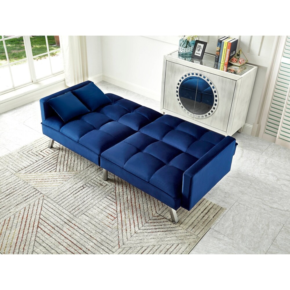 Comfortable Velvet Multi position Sleeper Sofa Bed