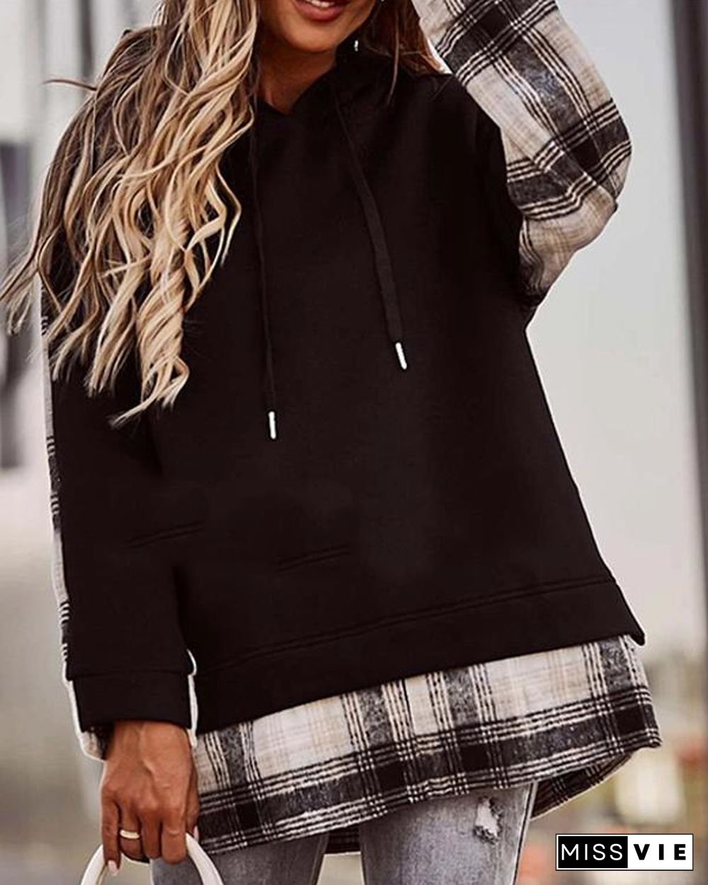 Grid Long Sleeves Hoodie