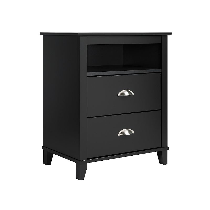 Prepac Black Yaletown 2-Drawer Tall Nightstand