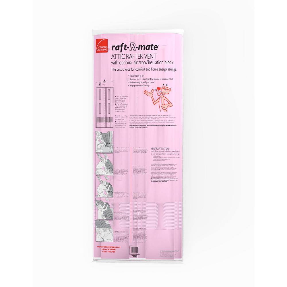 Owens Corning Raft-R-Mate 22-12 in. x 4 ft. Attic Insulation Rafter Baffle Proper Vents (70-Pieces) 70RM