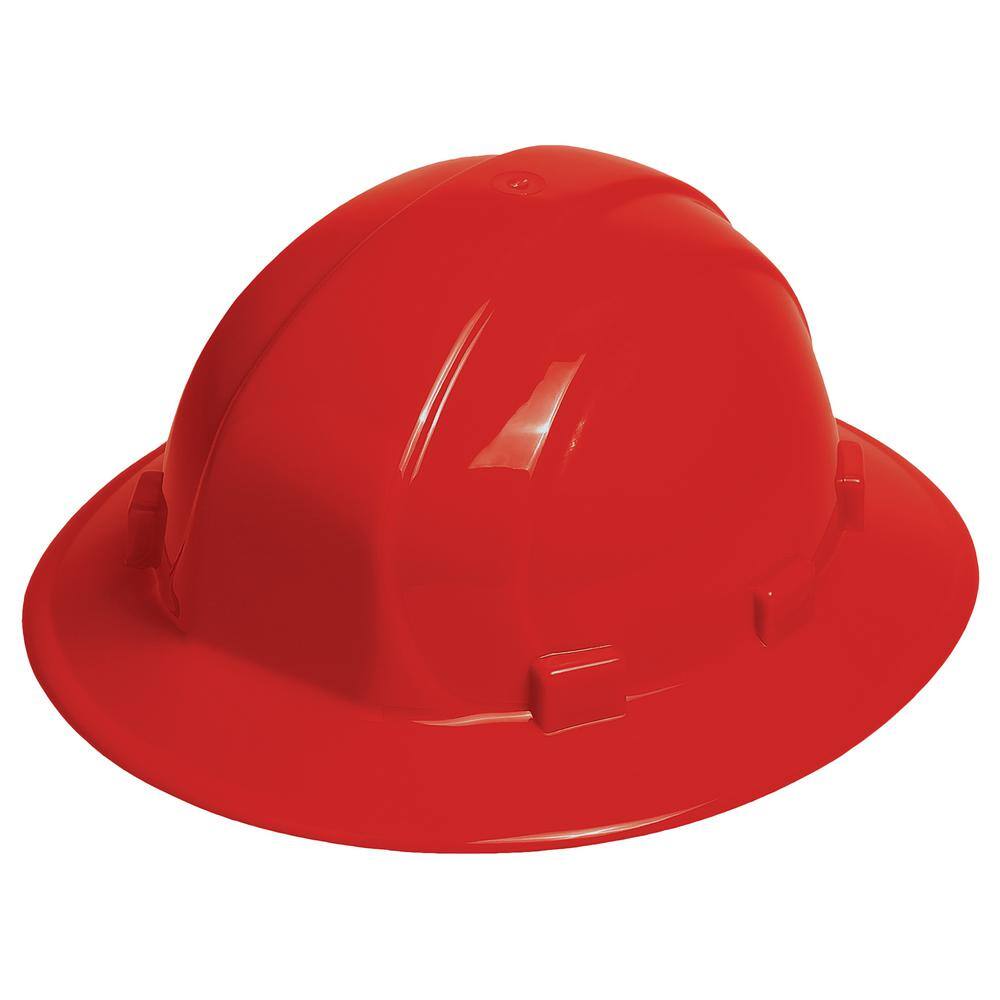 ERB Omega II 6 Point Nylon Suspension Mega Ratchet Full Brim Hard Hat in Red 19914