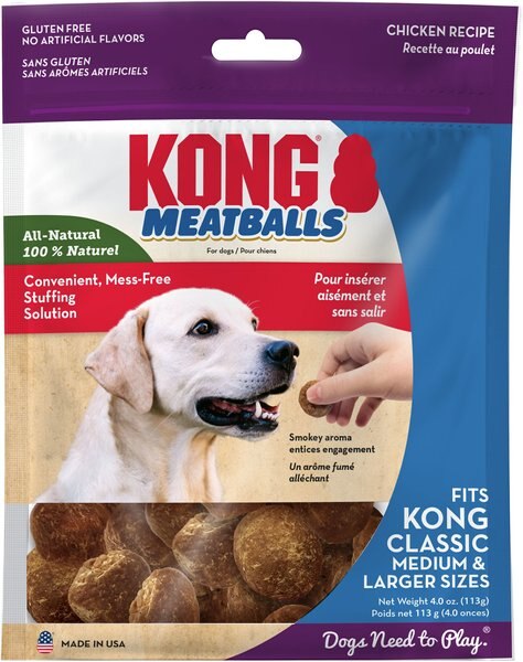 KONG Meatballs Grain-Free Chicken Dog Treats， 4-oz bag