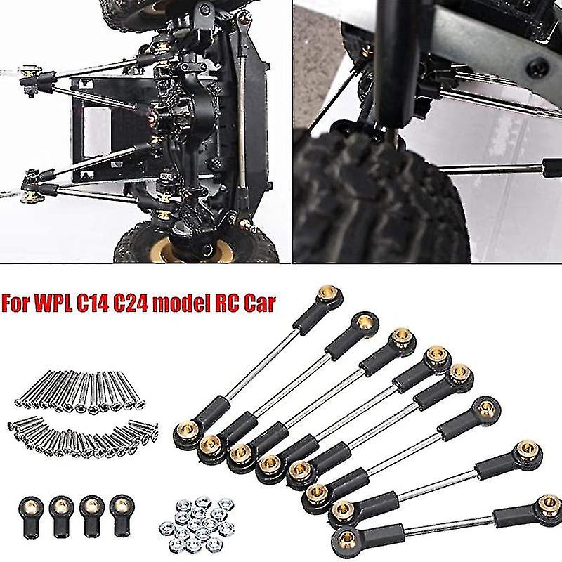 Metal Suspension Toe Link Rod Set Compatible With Wpl 1/16 C14 C24 Rc Car Parts