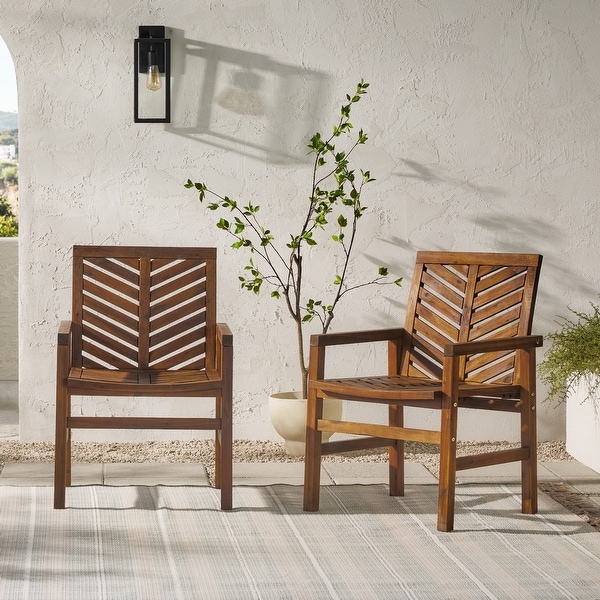 Middlebrook Acacia Wood Chevron Patio Chair (Set of 2)