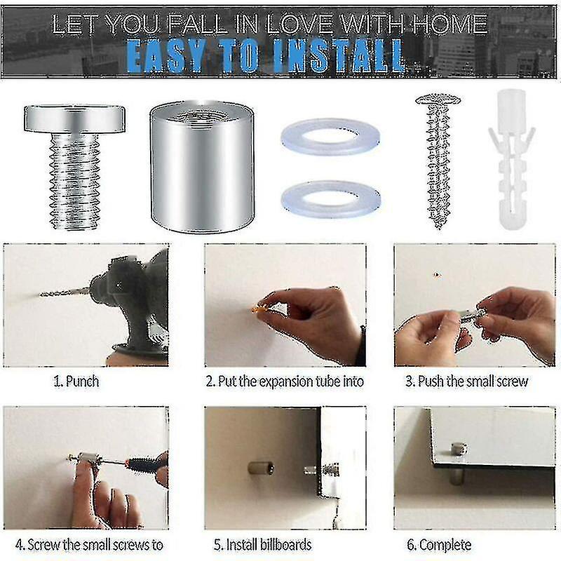 25pcs Stainless Steel Advertising Screw Holder Standoff Advertising Wall Spacer Fasteners Mounting For Acrylic Glass Photos Advertising Medical Equipm