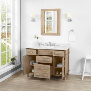 Home Decorators Collection Aberdeen 48 in. W x 22 in D x 34.5 in. H Bath Vanity in Antique Oak with White Carrara Marble Top Aberdeen 48AO