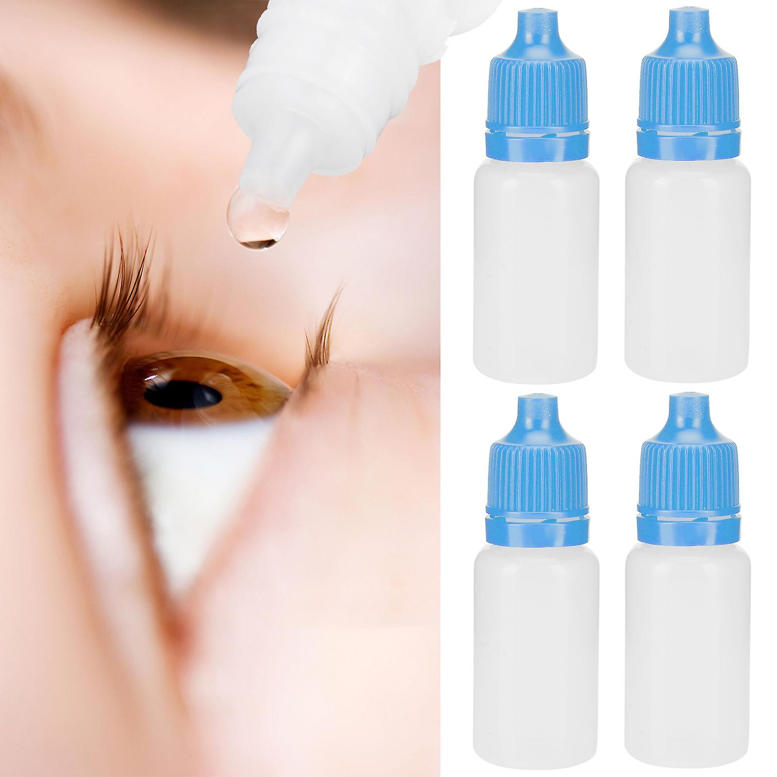 50pcs 10ml Eye Liquid Bottle Portable Squeezable Empty Eye Drops Container With Plugs Lidblue