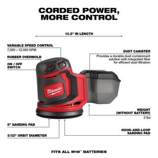 MW M18 18V Lithium-Ion Cordless 6-12 in. Circular Saw with M18 5 in. Random Orbit Sander 2630-20-2648-20