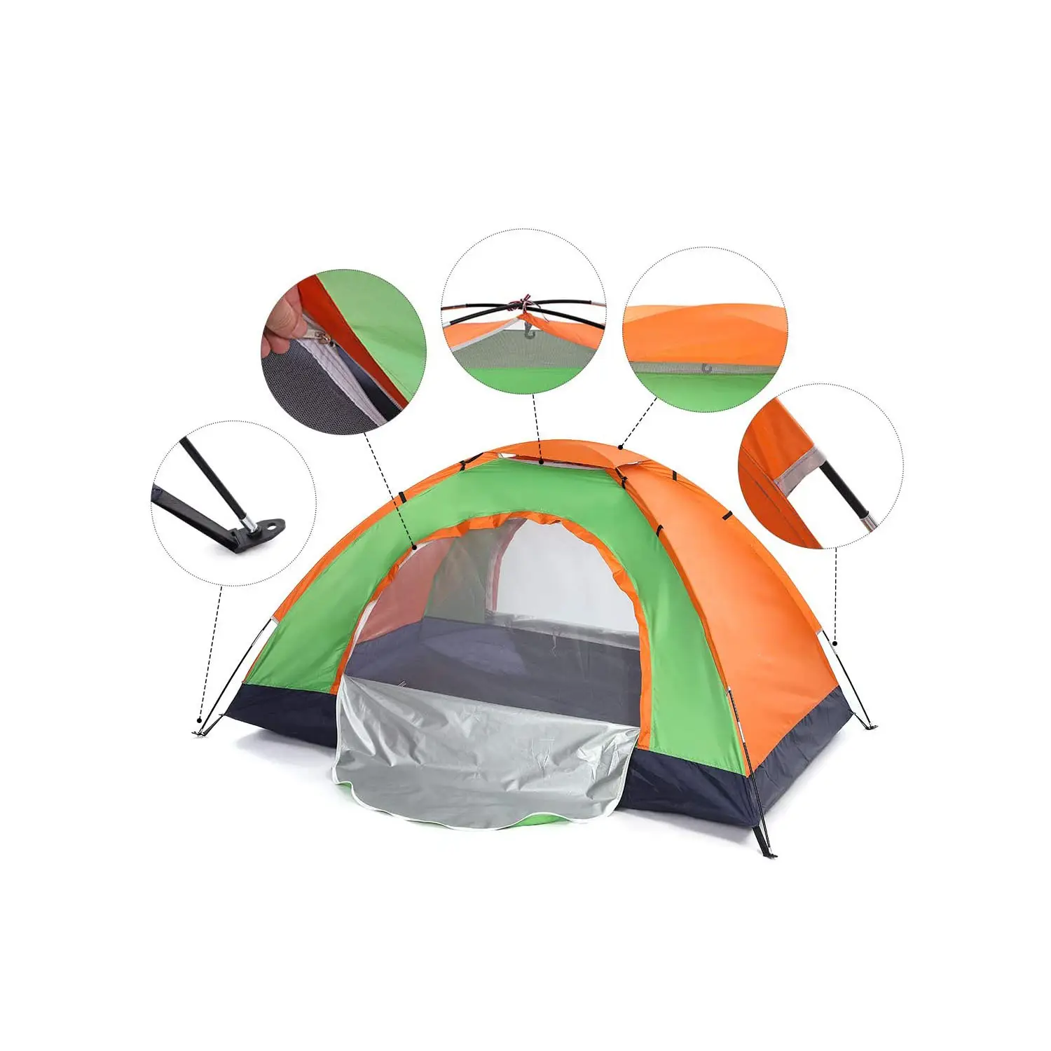 Ultralight Orange Windproof 1 2 Person Camping Tent for 4 Season Double layer Waterproof aluminum