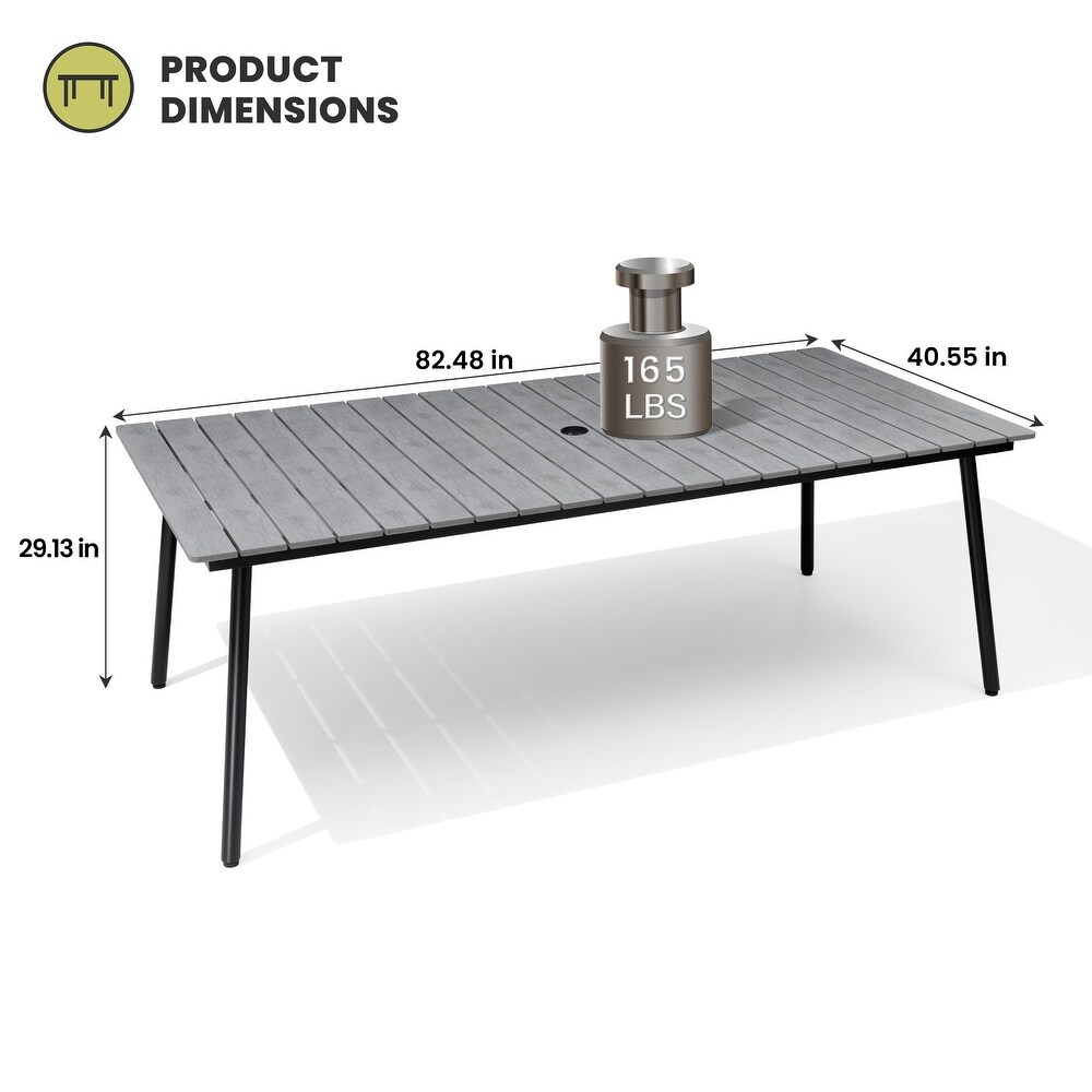 Outdoor Dining Table Rectangle Aluminum Manufactured Wood for 6 or 8   82.48\