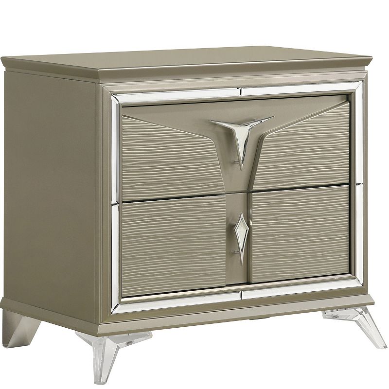 Samantha Modern Style 2-Drawer Nightstand Made with Wood and Mirrored Accents