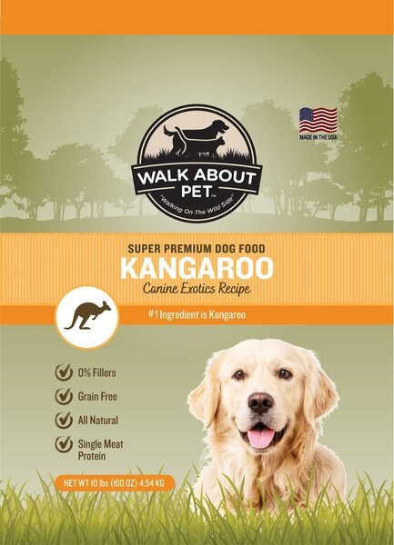 Walk About Kangaroo Canine Exotics Recipe Super Premium Dry Dog Food， 10-lbs bag