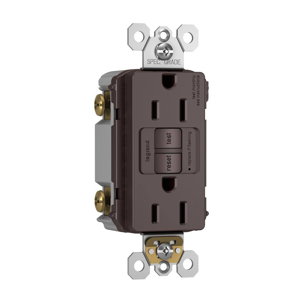 Legrand radiant 15 Amp 125 Volt Tamper Resistant GFCI ResidentialCommercial Decorator Duplex Outlet Dark Bronze 1597TRDBCC4