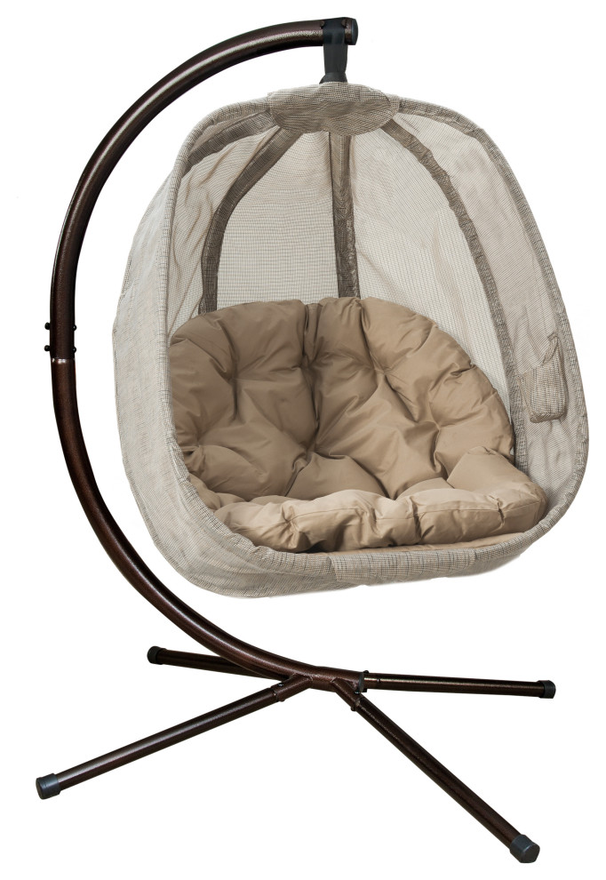 66H x 34W x 43D Hanging Egg Patio Chair   Transitional   Hammocks And Swing Chairs   by IDEAZ International  LLC  Houzz