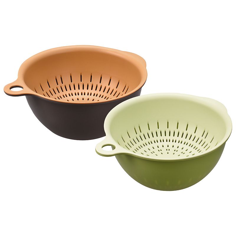 Strainer Colander Bowl Set， 2 Pcs Small Double Layer Drain Basket