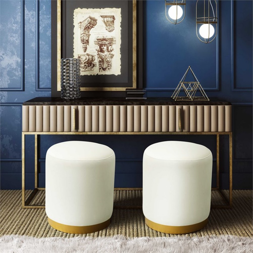 Opal Velvet Ottoman   Contemporary   Footstools And Ottomans   by Homesquare  Houzz