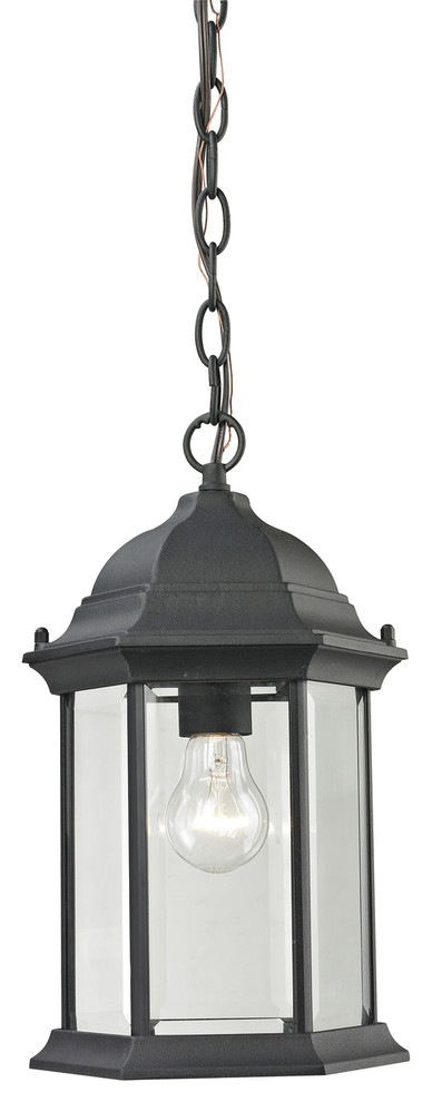 Thomas Lighting Spring Lake 1 Light Outdoor Pendant In Matte Textured Black   Traditional   Outdoor Hanging Lights   by HedgeApple  Houzz