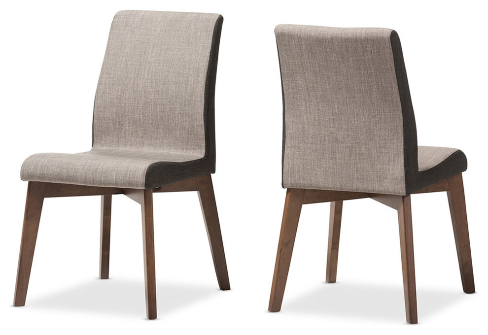 Kimberly Beige and Brown Fabric Dining Chair  Set of 2   Midcentury   Dining Chairs   by Baxton Studio  Houzz