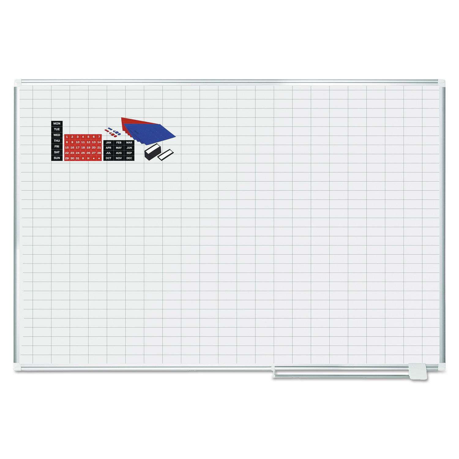 Gridded Magnetic Steel Dry Erase Planning Board with Accesssories by MasterVisionandreg; BVCMA2792830A