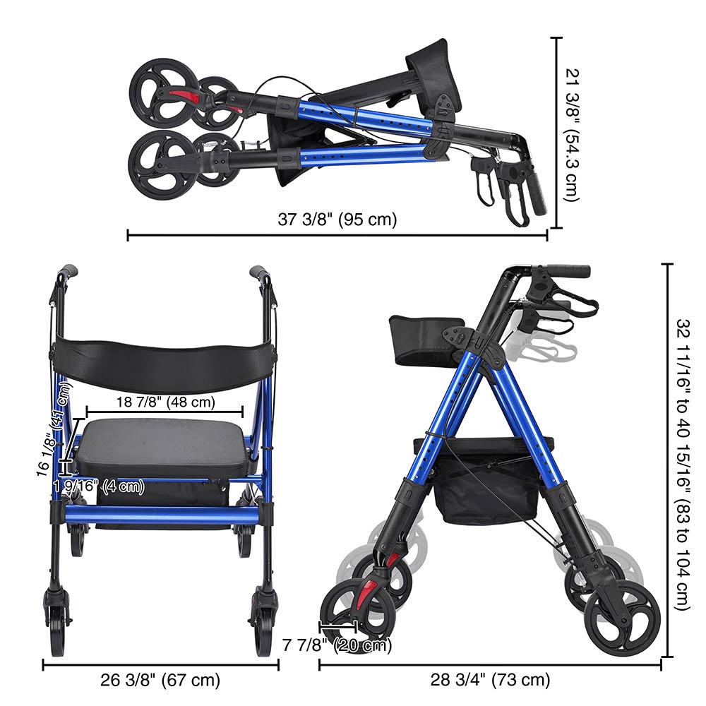 Yescom Rollator Walker with Seat Backrest 8