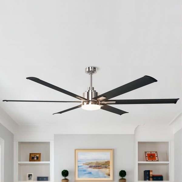 Modern 72-inch 6-Blade Brushed Chrome Ceiling Fan with Light and Remote Control - 72-in W x 17.8-in H Shopping - The Best Deals on Ceiling Fans | 36536873