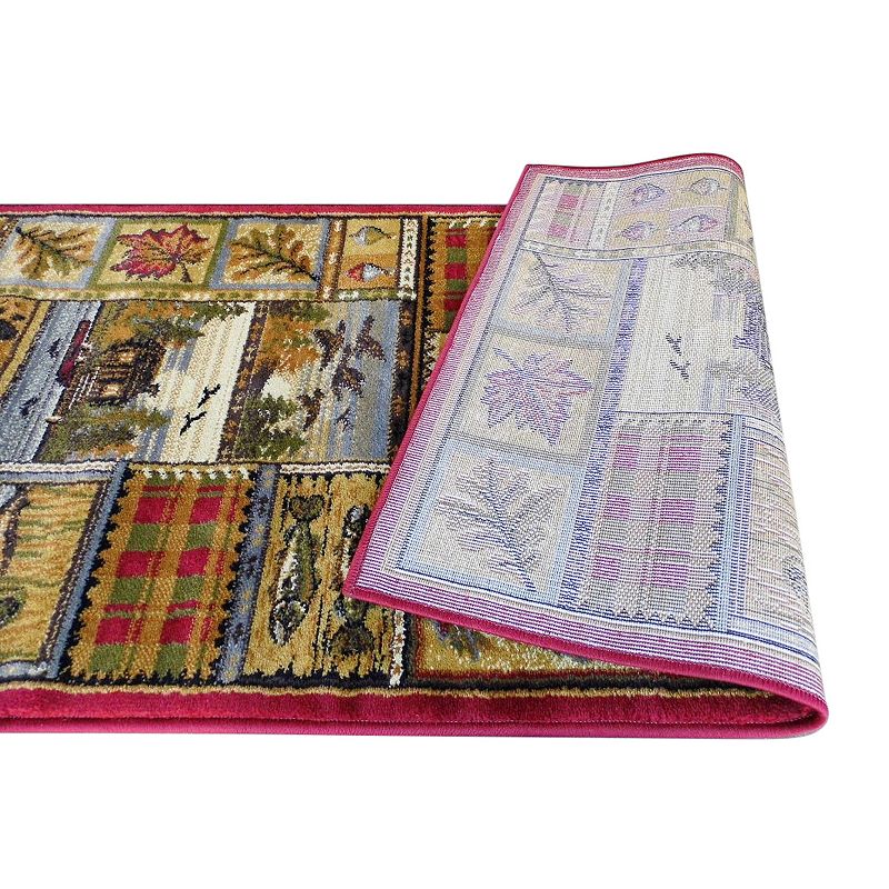 Masada Rugs Masada Beige 2x7 Area Rug with Multicolor Wildlife And Cabin Scene